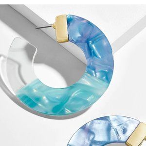 Marquis Blue Circular Resin Earrings